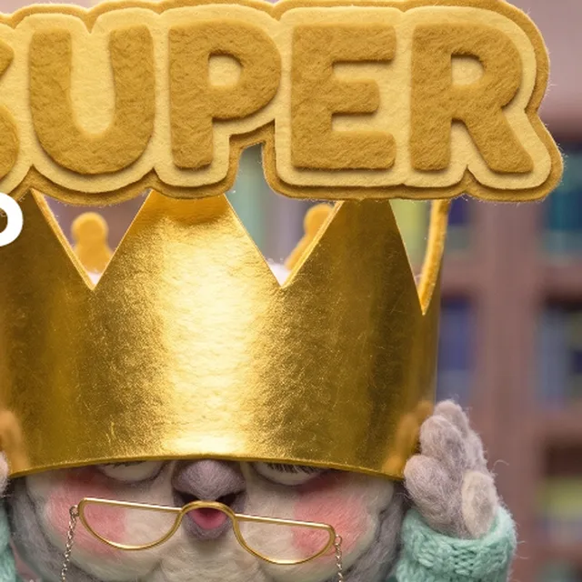 Lexi, die Eule, mit einer zu grossen goldenen Krone